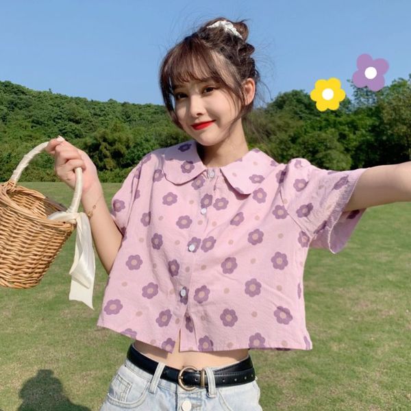 floral short shirt female summer niche design doll collar short sleeve shirt sweet blouses, White
floral short shirt female summer niche design doll collar short sleeve shirt sweet blouses, White