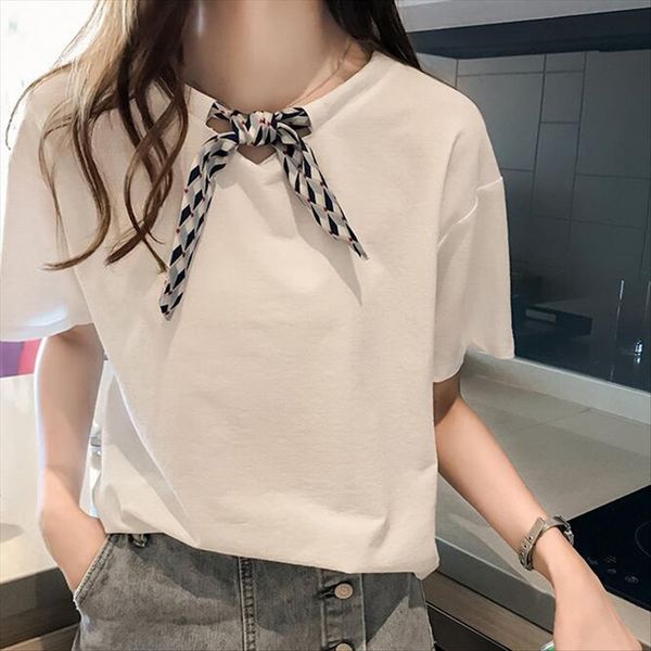 summer clothes tie t- diamond butterfly diamond bowknot round collar short sleeve t-shirt women's loose base shirt fashion, White
summer clothes tie t- diamond butterfly diamond bowknot round collar short sleeve t-shirt women's loose base shirt fashion, White
