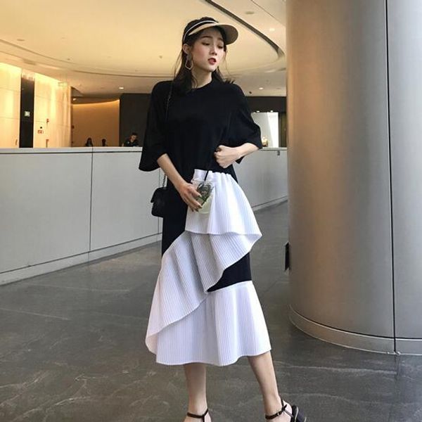 clobee 2020 new summer women short sleeve dress patchwork elegant ruffles white dress famale dj101, Black;gray
clobee 2020 new summer women short sleeve dress patchwork elegant ruffles white dress famale dj101, Black;gray