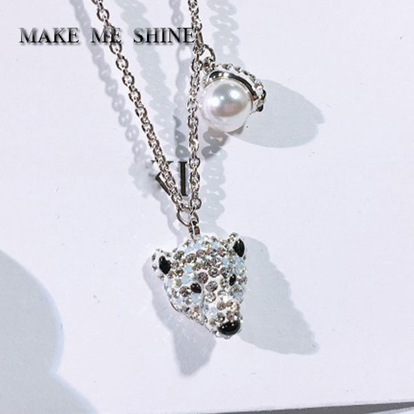 new swa white gold cute clavicle chain crystal cute polar bear pendant pearl bear paw necklace luxury jewelry lady gift, Silver
new swa white gold cute clavicle chain crystal cute polar bear pendant pearl bear paw necklace luxury jewelry lady gift, Silver