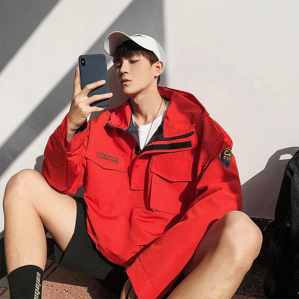 korean hooded hoodie solid color young men's workwear popular logo street pocket casual jacket streetwear, Black;brown
korean hooded hoodie solid color young men's workwear popular logo street pocket casual jacket streetwear, Black;brown