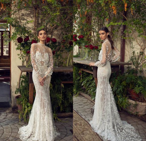 2019 lian rokman mermaid wedding dresses high neck lace appliqued sweep train beach wedding dress custom boho bridal gown abiti da sposa, White
2019 lian rokman mermaid wedding dresses high neck lace appliqued sweep train beach wedding dress custom boho bridal gown abiti da sposa, White