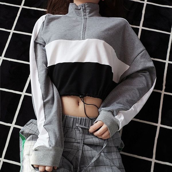 женщины моды полосатая фуфайка новая осень дамы короткие crop топ женский casual свободный молния блуза для женщин, Black
женщины моды полосатая фуфайка новая осень дамы короткие crop топ женский casual свободный молния блуза для женщин, Black