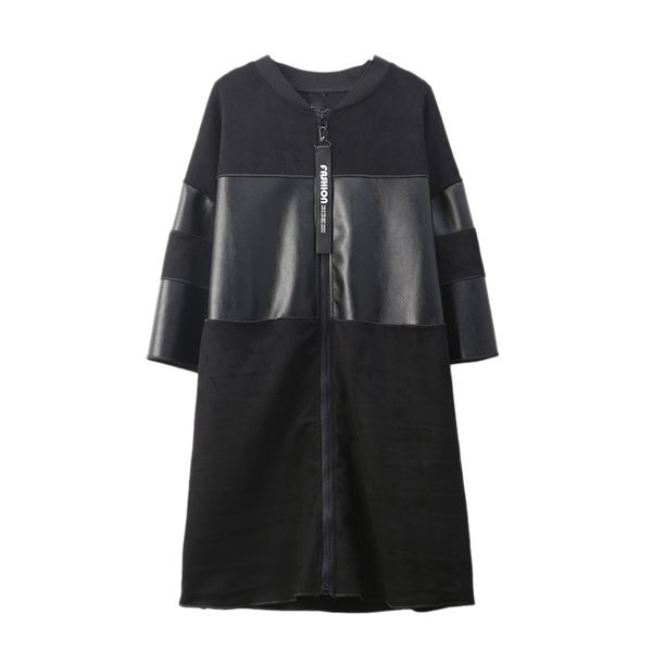 women's trench coats loose fit black pu spliced big size jacket stand collar long sleeve women coat fashion autumn, Tan;black
women's trench coats loose fit black pu spliced big size jacket stand collar long sleeve women coat fashion autumn, Tan;black