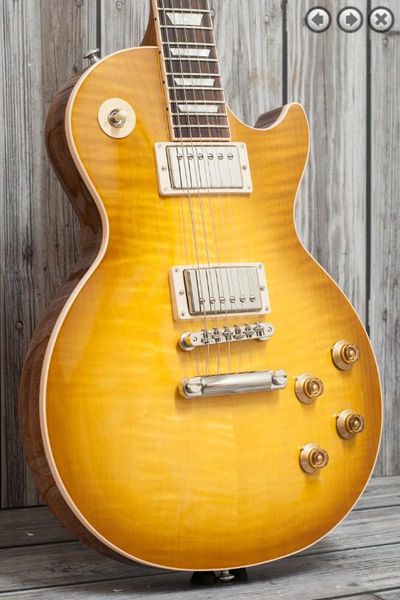 1959 Traditional Standard Honey Burst Honeyburst Flame Maple Top Electric Guitar, Mahogany Body, Little Pin ABR-1 Bridge, Tuilp Tuners
1959 Traditional Standard Honey Burst Honeyburst Flame Maple Top Electric Guitar, Mahogany Body, Little Pin ABR-1 Bridge, Tuilp Tuners