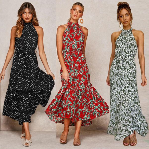 women boho long maxi dress summer vintage ladies halter sleeveless backless casual female high waist beach vestidos, Black;gray
women boho long maxi dress summer vintage ladies halter sleeveless backless casual female high waist beach vestidos, Black;gray