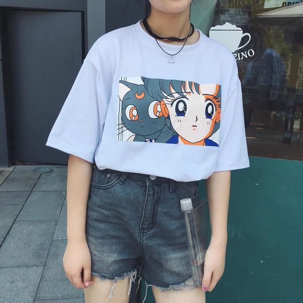 women t shirt women summer new fashion nice cartoon cat printed casual short mouths womens t shirts drop shipping, White
women t shirt women summer new fashion nice cartoon cat printed casual short mouths womens t shirts drop shipping, White