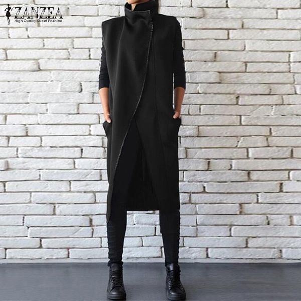 women's vests zanzea fashion women waistcoats autumn stand collar sleeveless long jackets black vest coat femme open front cardigan out, Black;white
women's vests zanzea fashion women waistcoats autumn stand collar sleeveless long jackets black vest coat femme open front cardigan out, Black;white
