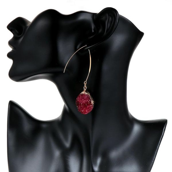 women natural irregular crystal dangled earrings exaggerated asymmetry rose red green gem stone quartz drop earring hook jewelry, Silver
women natural irregular crystal dangled earrings exaggerated asymmetry rose red green gem stone quartz drop earring hook jewelry, Silver