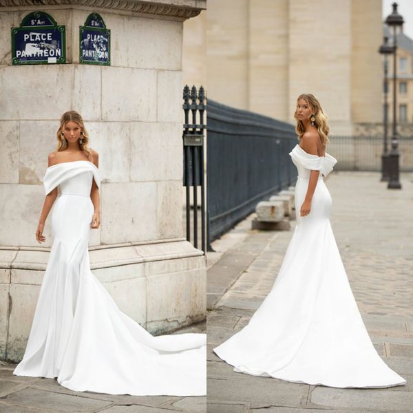 milla nova 2021 wedding dresses off shoulder satin mermaid bridal gowns custom made backless sweep train robe de soiree, White
milla nova 2021 wedding dresses off shoulder satin mermaid bridal gowns custom made backless sweep train robe de soiree, White
