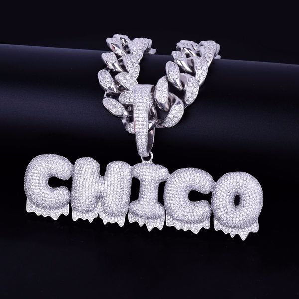 with 20mm 20inch cuban chain men's custom name necklace drip bubble letters pendants necklaces ice out cubic zircon hip hop jewelry for, Silver
with 20mm 20inch cuban chain men's custom name necklace drip bubble letters pendants necklaces ice out cubic zircon hip hop jewelry for, Silver