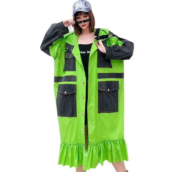 qing mo green orange women hooded coat 2020 women denim patchwork trench coat female single breasted wide waisted zqy3014, Tan;black
qing mo green orange women hooded coat 2020 women denim patchwork trench coat female single breasted wide waisted zqy3014, Tan;black
