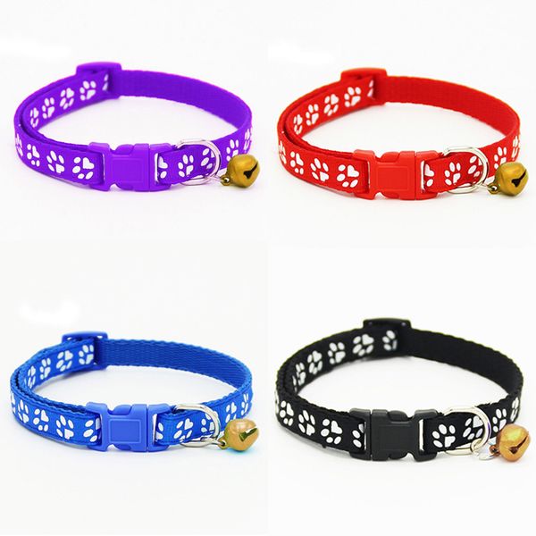 1pc fashion puppy pet collar adjustable cat dog printing footprint with lovely small bell nylon fabric kitten collars
1pc fashion puppy pet collar adjustable cat dog printing footprint with lovely small bell nylon fabric kitten collars