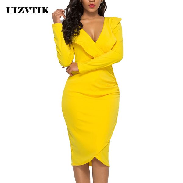 v neck ruffles long sleeve autumn summer dress women 2020 casual plus size slim bodycon dresses vintage elegant party dress, Black;gray
v neck ruffles long sleeve autumn summer dress women 2020 casual plus size slim bodycon dresses vintage elegant party dress, Black;gray