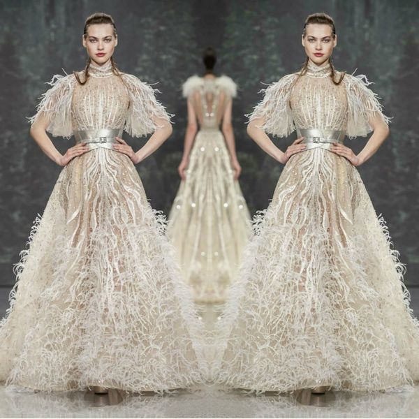 ziad nakad luxury prom dresses a line sequins high neck feathers beaded evening dress customized party gowns vestidos de festa, Black
ziad nakad luxury prom dresses a line sequins high neck feathers beaded evening dress customized party gowns vestidos de festa, Black