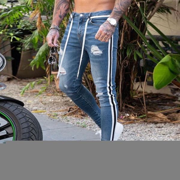 2019 men denim casual pants straight hole pants men's fashion hip hop trouser distressed jeans long pant denim stretch 8.14, Blue
2019 men denim casual pants straight hole pants men's fashion hip hop trouser distressed jeans long pant denim stretch 8.14, Blue