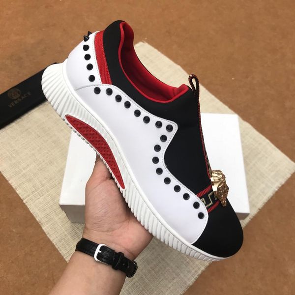 new style luxury men's casual sports shoes fashion brand men's shoes three platform classic medusa pattern decoration strapless sl, Black
new style luxury men's casual sports shoes fashion brand men's shoes three platform classic medusa pattern decoration strapless sl, Black