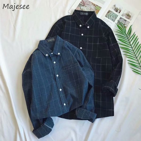 shirts men single breasted leisure simple all-match korean style slim turn-down collar shirt mens plaid retro harajuku clothes, White;black
shirts men single breasted leisure simple all-match korean style slim turn-down collar shirt mens plaid retro harajuku clothes, White;black