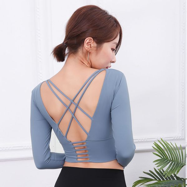 women back straps gym yoga crop yoga shirts long sleeve training fitness running sport t-shirts, White;red
women back straps gym yoga crop yoga shirts long sleeve training fitness running sport t-shirts, White;red