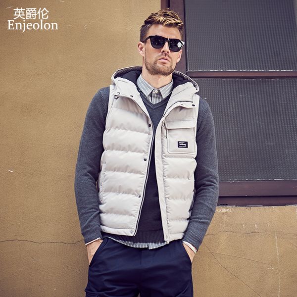enjeolon brand winter cotton padded hoodies vest coat men thick vest pocket parka coat male quilted winter 3xl mf0720, Black;white
enjeolon brand winter cotton padded hoodies vest coat men thick vest pocket parka coat male quilted winter 3xl mf0720, Black;white