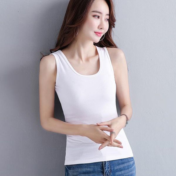 women's tanks & camis women vest summer korean style retro wild slim solid color girls round neck casual, White
women's tanks & camis women vest summer korean style retro wild slim solid color girls round neck casual, White