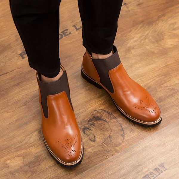 men's boots autumn leather boots brogue style men ankle breathable formal man high casual shoes, Black
men's boots autumn leather boots brogue style men ankle breathable formal man high casual shoes, Black