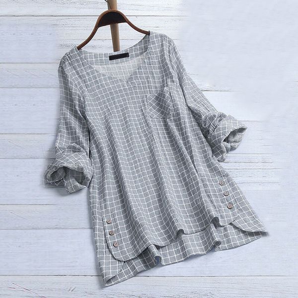 women ladies blouse summer plaid baggy fashion tunic long sleeve t-shirt v-neck shirts, White
women ladies blouse summer plaid baggy fashion tunic long sleeve t-shirt v-neck shirts, White