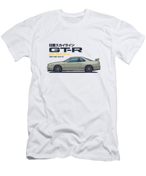 r34 gt-r - landscape jade men's t-shirt