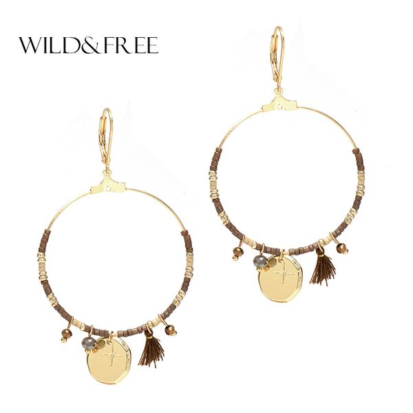 wild&women brown beads circle earrings bohemian jewelry handmade small tassel round pendant dangle drop earrings, Silver
wild&women brown beads circle earrings bohemian jewelry handmade small tassel round pendant dangle drop earrings, Silver