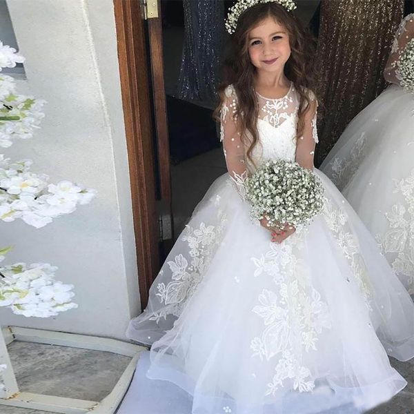 new flower girl dresses for weddings lace appliques tulle lon sleeves floor length child birthday communion girls pageant dresses, White;blue
new flower girl dresses for weddings lace appliques tulle lon sleeves floor length child birthday communion girls pageant dresses, White;blue