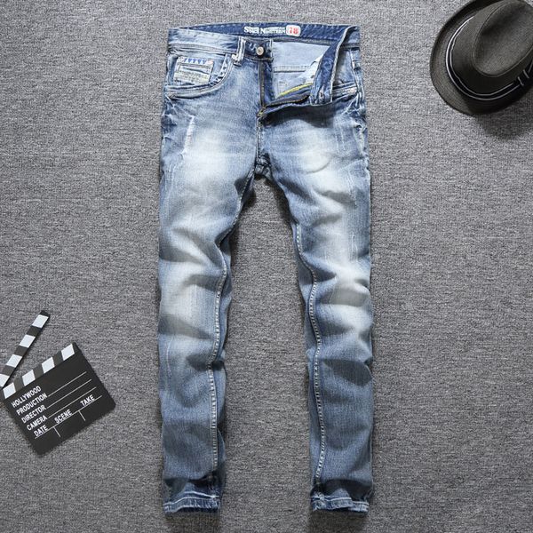 italian vintage designer fashion men jeans light blue summer slim fit ripped jeans men streetwear hip hop pants classical
italian vintage designer fashion men jeans light blue summer slim fit ripped jeans men streetwear hip hop pants classical