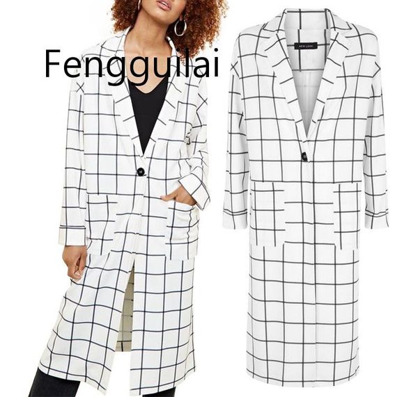 black white plaid long section women cardigan high street trend loose leisure trench coat autumn thin section moda feminina coat, Tan;black
black white plaid long section women cardigan high street trend loose leisure trench coat autumn thin section moda feminina coat, Tan;black