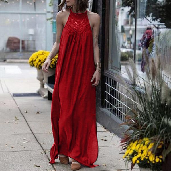 women's summer dress sleeveless fashion hanging neck dress lace hollow loose large beach party dresses summer dresses 2019, Black;gray
women's summer dress sleeveless fashion hanging neck dress lace hollow loose large beach party dresses summer dresses 2019, Black;gray