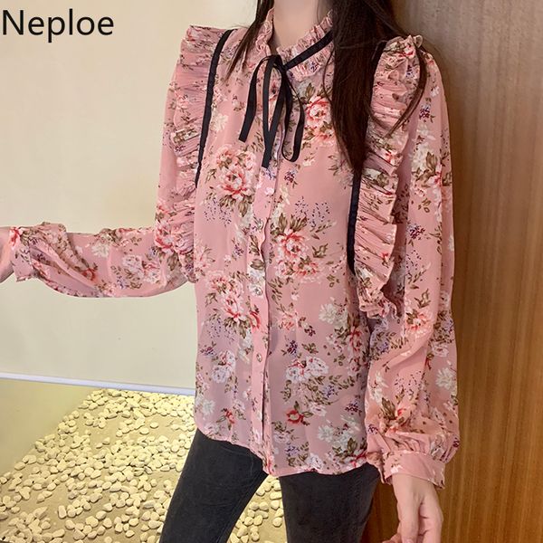 women's blouses & shirts neploe korean chic bow tie stand neck chiffon shirt 2021 spring floral blouse ruffle long sleeve buttons blusa, White
women's blouses & shirts neploe korean chic bow tie stand neck chiffon shirt 2021 spring floral blouse ruffle long sleeve buttons blusa, White
