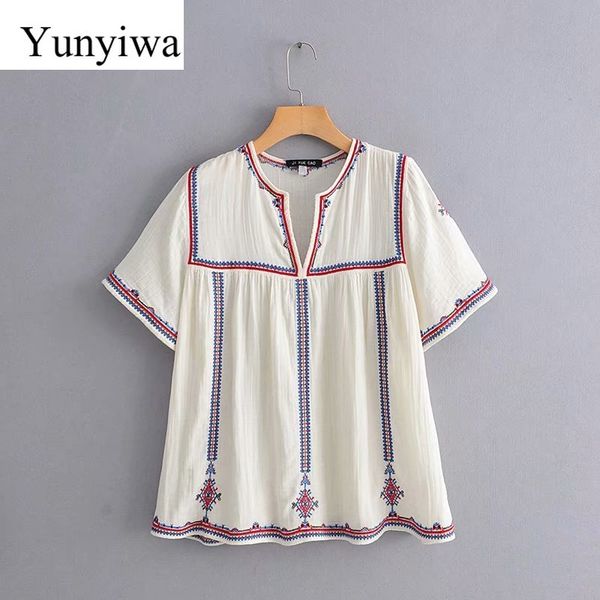 2020 women vintage v neck short sleeve position embroidery casual shirt blouse female retro femininas blusas chic, White
2020 women vintage v neck short sleeve position embroidery casual shirt blouse female retro femininas blusas chic, White