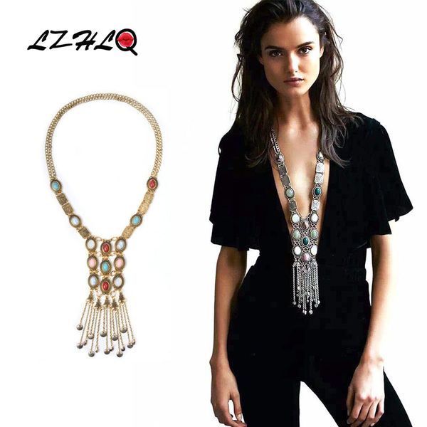 women bohemian long tassel necklace maxi gypsy necklace fashion brand jewelry accessories ethnic blue stone collar collier, Silver
women bohemian long tassel necklace maxi gypsy necklace fashion brand jewelry accessories ethnic blue stone collar collier, Silver
