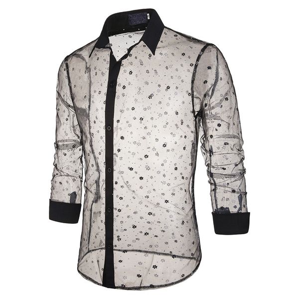 men mesh button slim fit turn-down collar long sleeve blouse hawaiian shirt camisa social masculina shirts men dress, White;black
men mesh button slim fit turn-down collar long sleeve blouse hawaiian shirt camisa social masculina shirts men dress, White;black