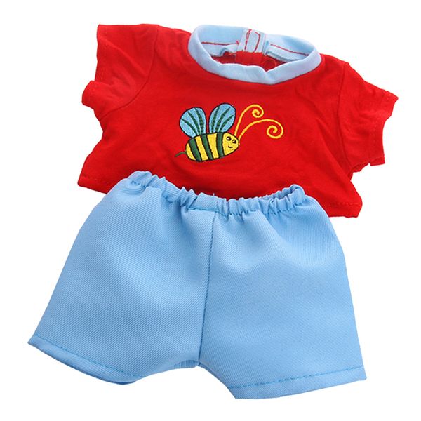 18 inch dolls red bee pattern printed t-shirt clothes with short pants for american doll clothing accessory
18 inch dolls red bee pattern printed t-shirt clothes with short pants for american doll clothing accessory