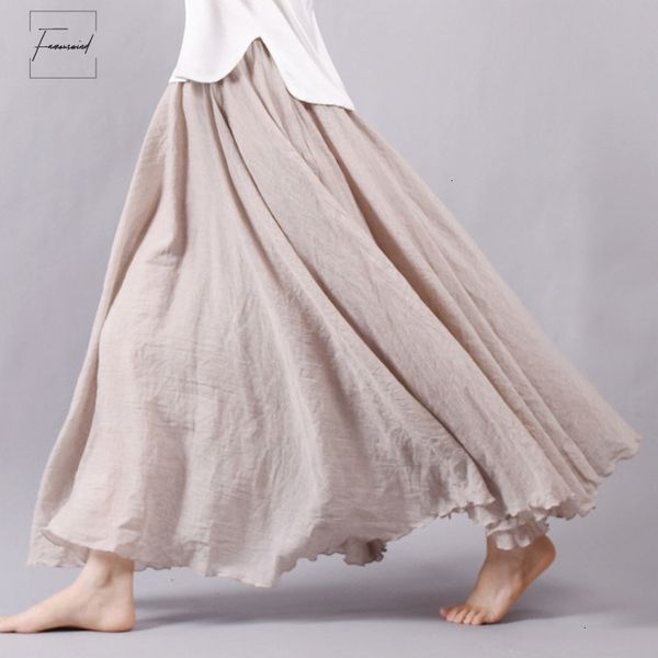 women beach skirts linen cotton long elastic waist pleated maxi skirts boho vintage summer skirts faldas saia, Black
women beach skirts linen cotton long elastic waist pleated maxi skirts boho vintage summer skirts faldas saia, Black