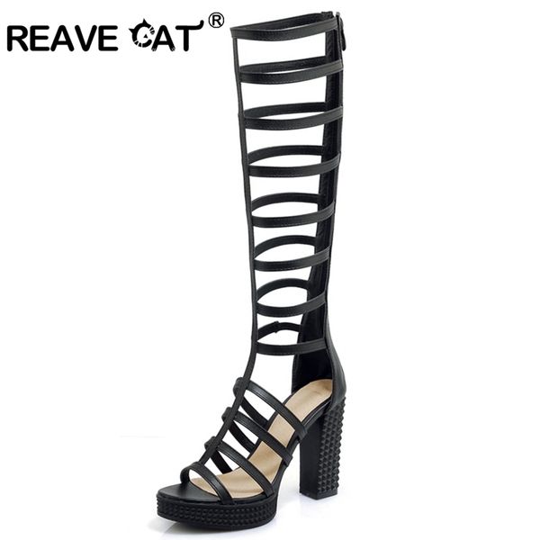 reave cat women ladies gladiator platform summer boots chunky high heels striper party high heel hollow zipper big size 43, Black
reave cat women ladies gladiator platform summer boots chunky high heels striper party high heel hollow zipper big size 43, Black