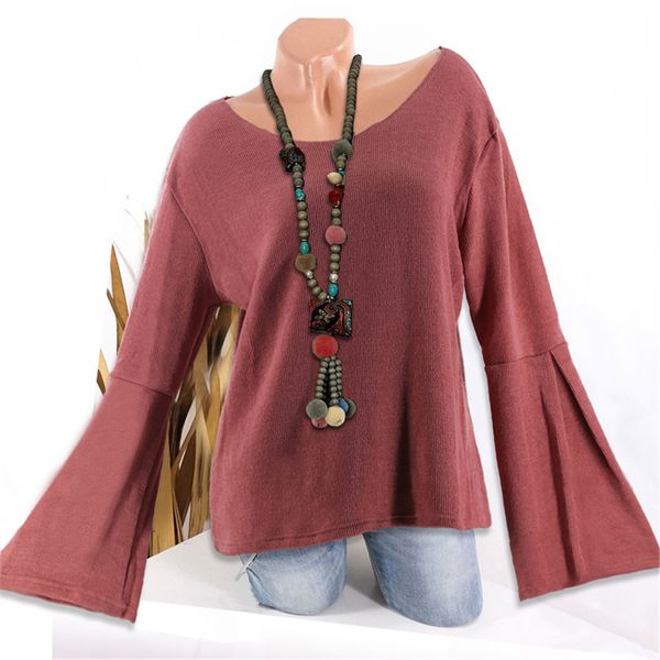 fashion women o-neck solid casual long sleeve flare sleeve knit blouse solid pullovers shirt sweater pull femme winter a60, White;black
fashion women o-neck solid casual long sleeve flare sleeve knit blouse solid pullovers shirt sweater pull femme winter a60, White;black