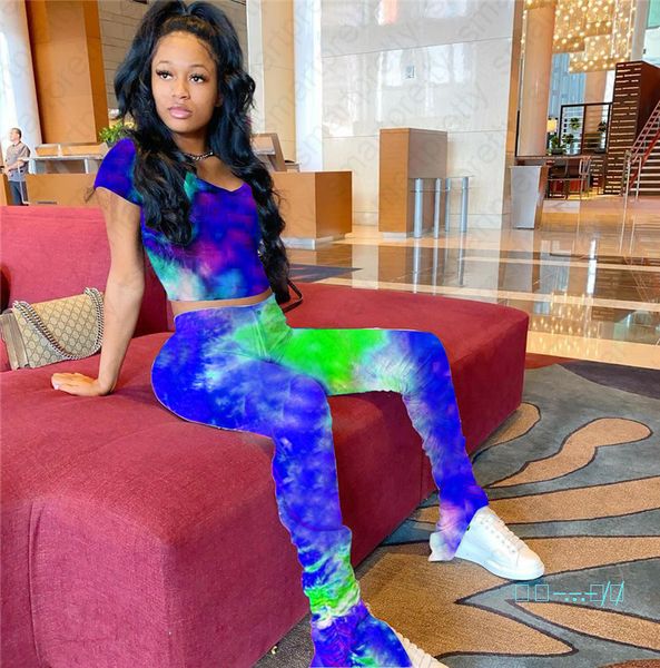 women summer tracksuit color tie dye short sleeve t shirt and pants leggings crop tee two piece outfit clubwear sportswear d42108, Gray
women summer tracksuit color tie dye short sleeve t shirt and pants leggings crop tee two piece outfit clubwear sportswear d42108, Gray