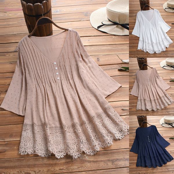 womens clothing womens clothing women vintage jacquard three quarter lace v neck plus size solid blouse robe femme, White
womens clothing womens clothing women vintage jacquard three quarter lace v neck plus size solid blouse robe femme, White