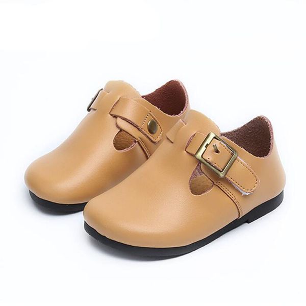 Boys Shoes Casual Leather Girls Kids Footwear Flat Khaki Moccasin Baby Toddler Walking Black Spring