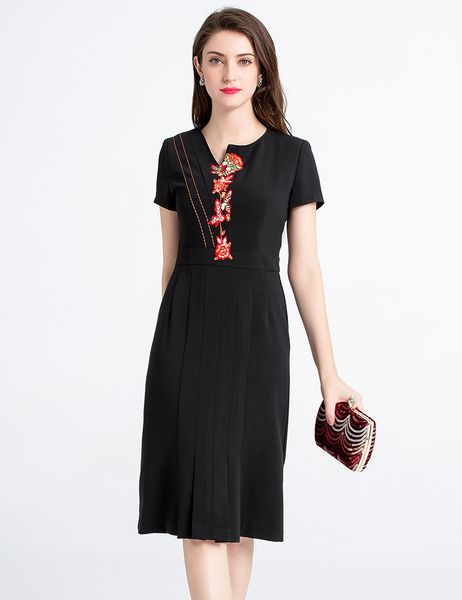 embroidery women sheath dress asymmetrical neck seuins short sleeve party dresses, White;black
embroidery women sheath dress asymmetrical neck seuins short sleeve party dresses, White;black