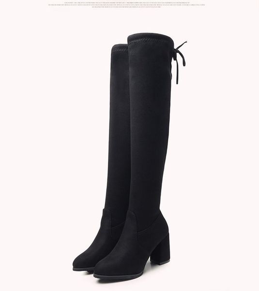 autumn and winter new suede long tube over the knee boots round head with the ladies lace elastic sock boots, Black
autumn and winter new suede long tube over the knee boots round head with the ladies lace elastic sock boots, Black