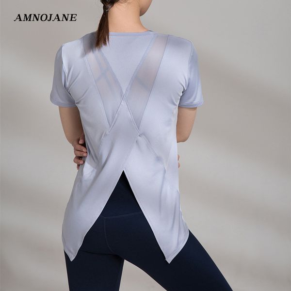 sport open back crop yoga women blouses short sleeve gym t shirt sports running tshirt workout tank seamless fitness, White;red
sport open back crop yoga women blouses short sleeve gym t shirt sports running tshirt workout tank seamless fitness, White;red
