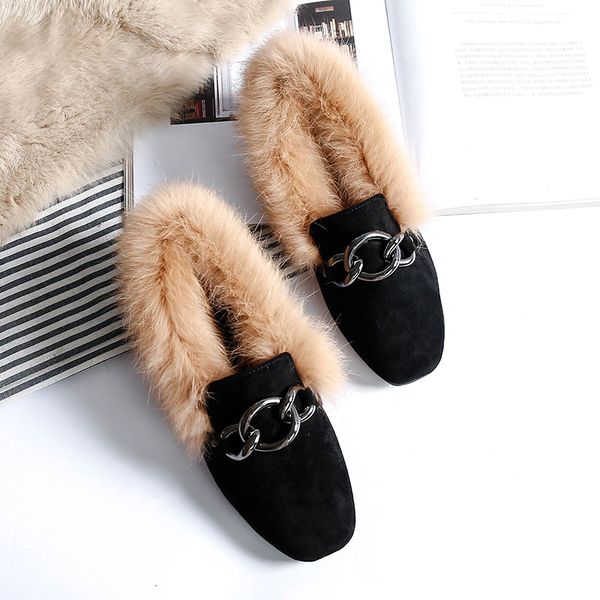 plus size 42/43 winter fur flats woman chain shoes suede rabbit fur mules plush furry moccasins ladies rubber oxford creepers, Black
plus size 42/43 winter fur flats woman chain shoes suede rabbit fur mules plush furry moccasins ladies rubber oxford creepers, Black