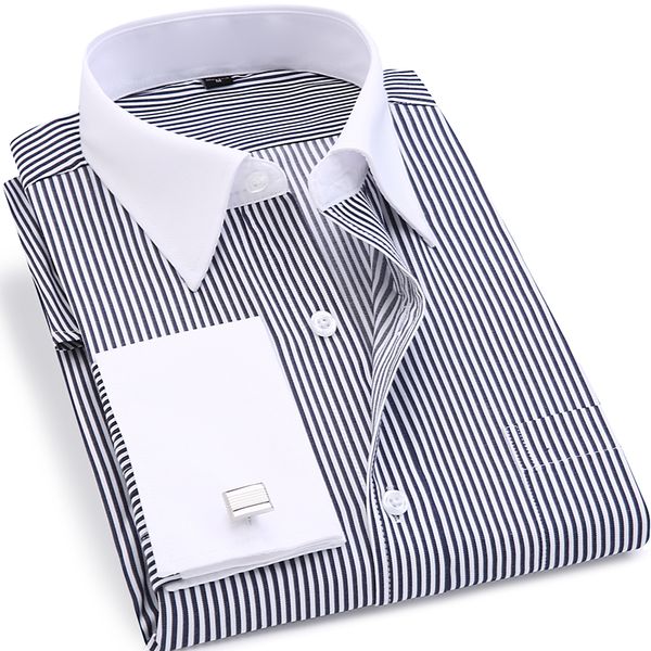 men's dress shirts striped men french cufflinks casual long sleeved white collar design style wedding tuxedo shirt 7xl, White;black
men's dress shirts striped men french cufflinks casual long sleeved white collar design style wedding tuxedo shirt 7xl, White;black