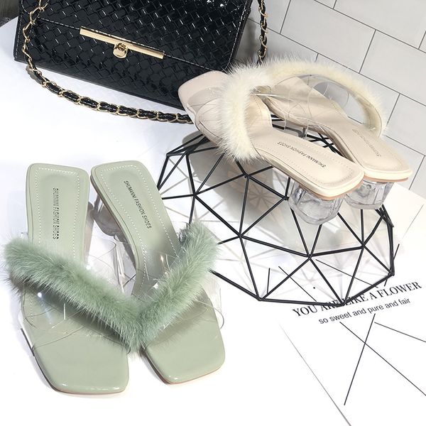2020 summer slippers women fur high heel clear slides flip flops crystal heels transparent slipper sandalias mujer, Black
2020 summer slippers women fur high heel clear slides flip flops crystal heels transparent slipper sandalias mujer, Black